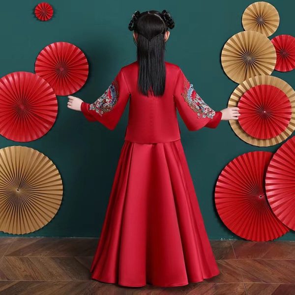 Chinese style evening dress for girls aged 6-9-150 - Image 4