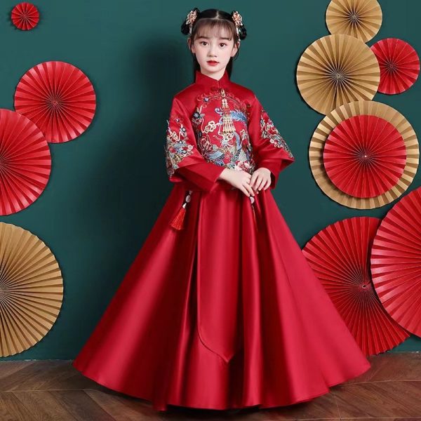 Chinese style evening dress for girls aged 6-9-150 - Image 3