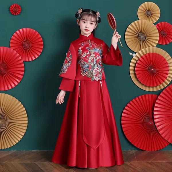Chinese style evening dress for girls aged 6-9-150 - Image 2