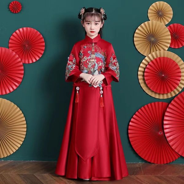 Chinese style evening dress for girls aged 6-9-150