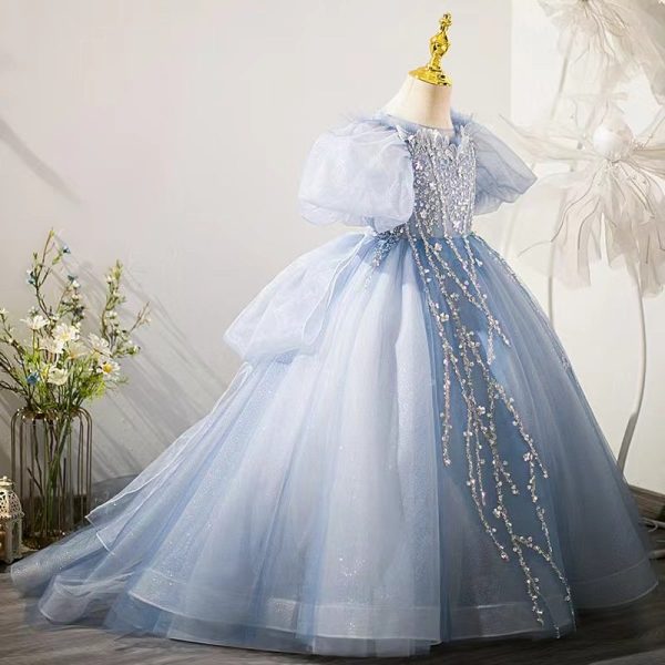 Gray-blue princess dress for girls aged 6-9-153 - Image 3