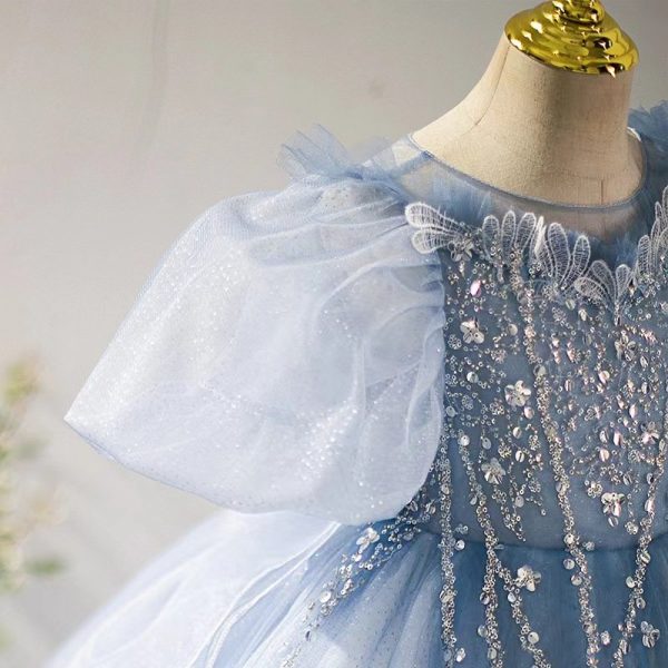 Gray-blue princess dress for girls aged 6-9-153 - Image 4