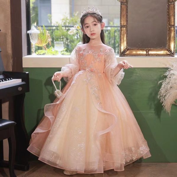 Embroidered lace princess dress for girls aged 6-9-154 - Image 2