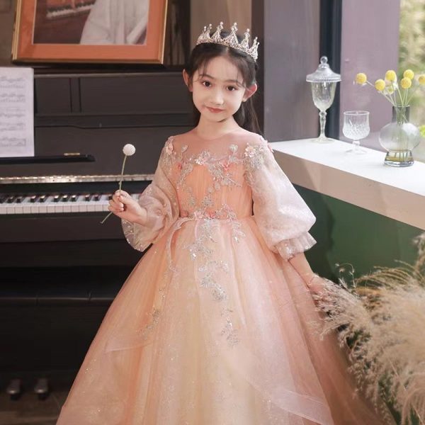 Embroidered lace princess dress for girls aged 6-9-154 - Image 4
