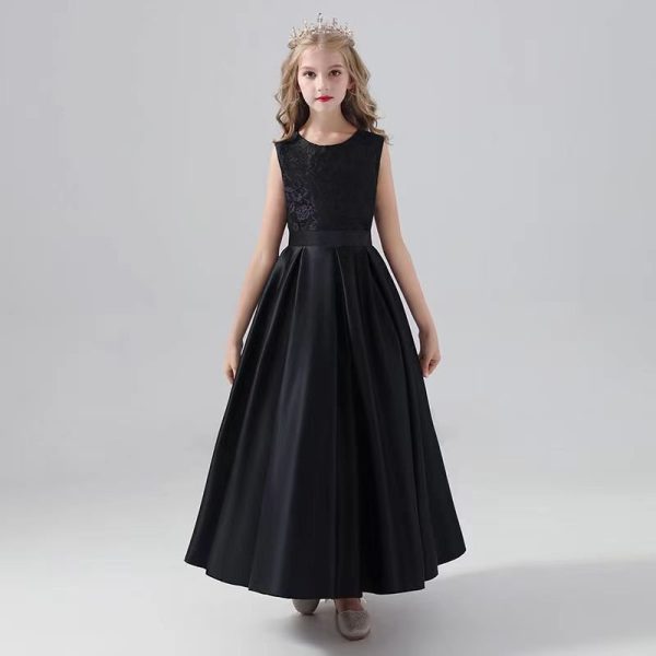 Slim black evening dress for girls ages 8-11-160