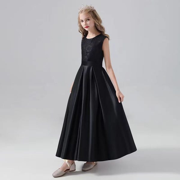 Slim black evening dress for girls ages 8-11-160 - Image 3
