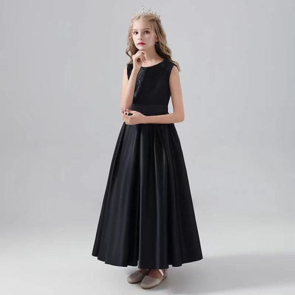 Slim black evening dress for girls ages 8-11-160 - Image 4
