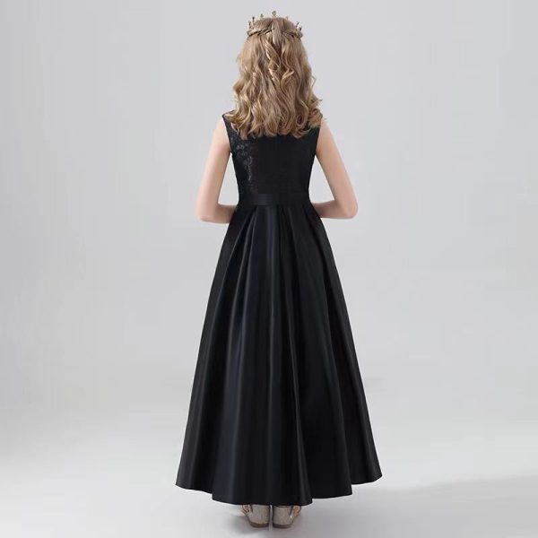 Slim black evening dress for girls ages 8-11-160 - Image 5